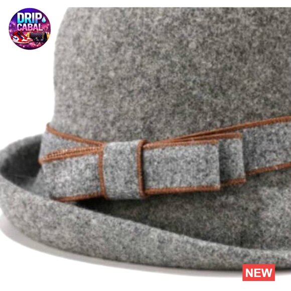 Vintage Felt Cloche Hat Winter Fall Fedora Bucket Cap with Bow display picture 3